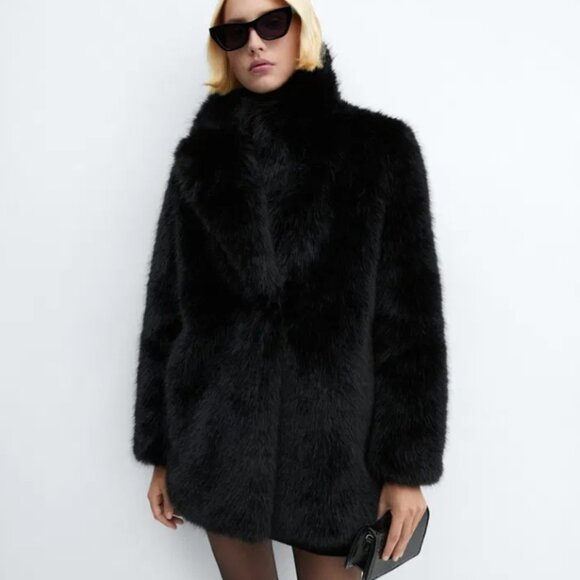 Mango Faux Fur Jacket "NEW" - Picture 16 of 16